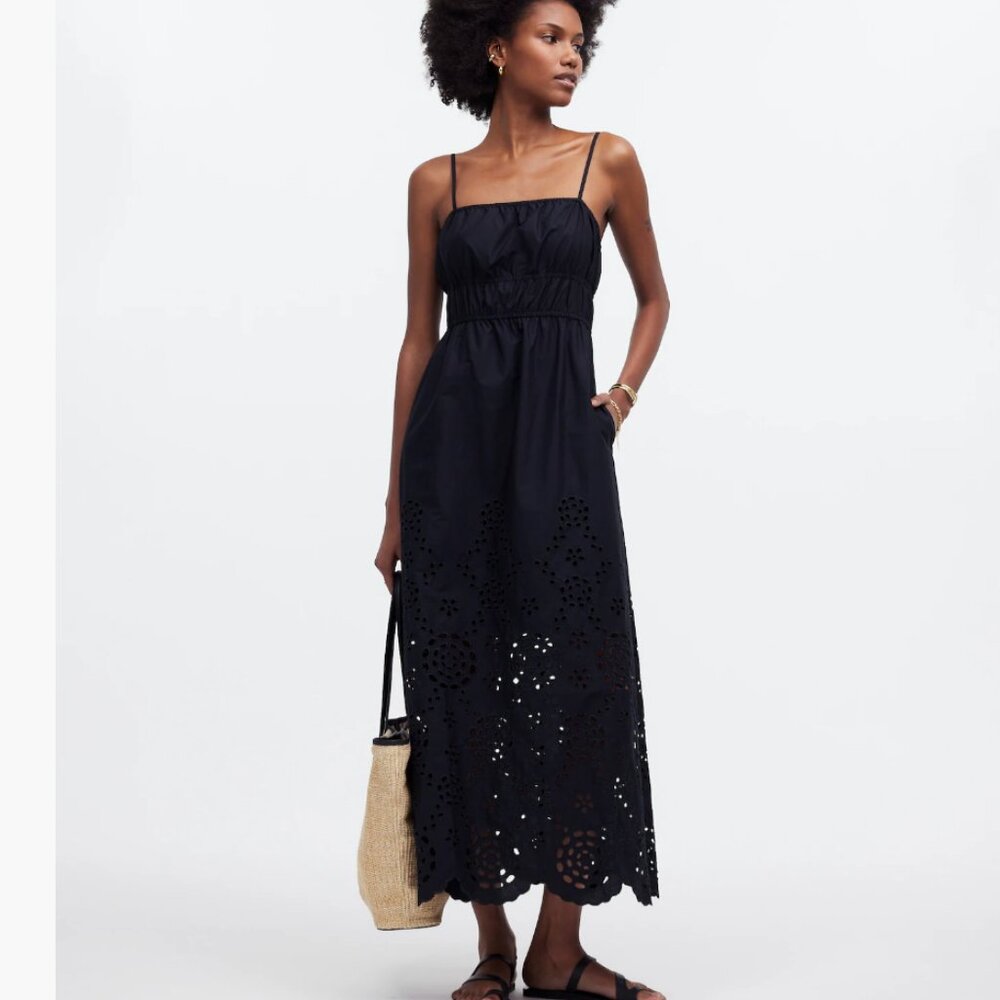 Madewell Embroidered Tank Midi Dress in Poplin NWT